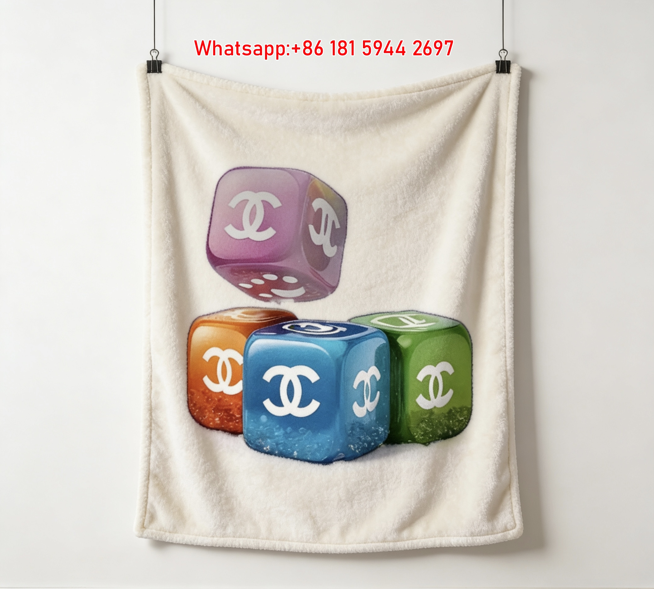 Chanel Inspired Crystal Dice Art Flannel Throw Blanket IMG_7353